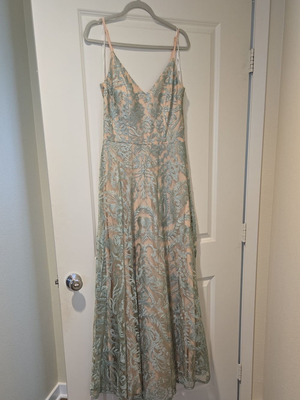 Sage Embroidered V-Neck Maxi Dress